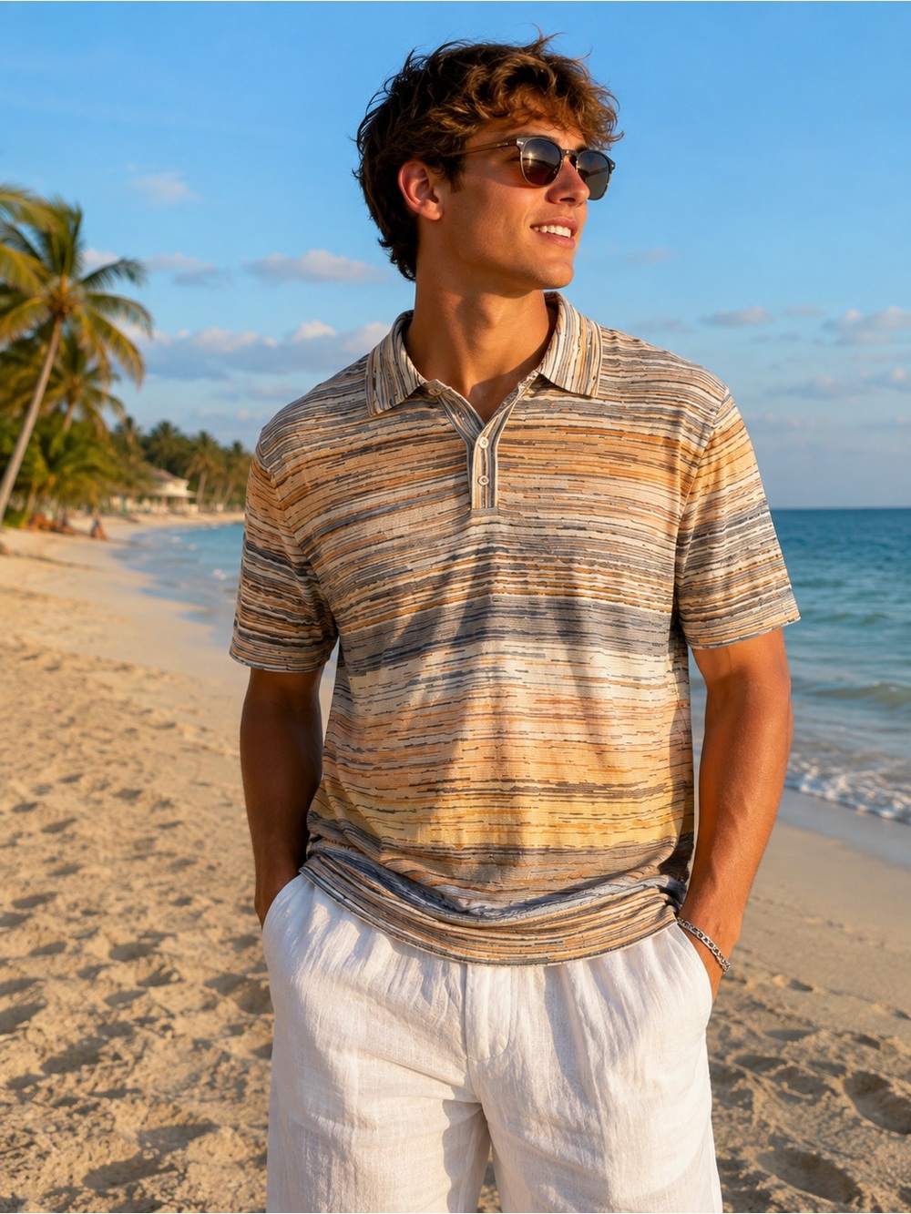 Solemare by Maus & Hoffman Italian Knit Polo Shirt Men’s M 100% Egyptian Cotton